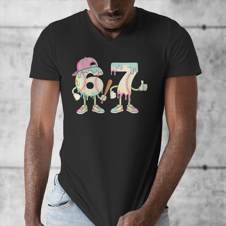 Baseball 67 Dripping Six Seven Drip Meme Ice Cream Boy Men's V-Neck T-Shirt Baseball 67 Dripping Six Seven Drip Meme Ice Cream Boy Men's V-Neck T-Shirt