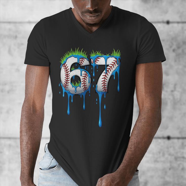Baseball 67 Six Seven Gen Alpha Meme Blue Drip Boys Men's V-Neck T-Shirt Baseball 67 Six Seven Gen Alpha Meme Blue Drip Boys Men's V-Neck T-Shirt