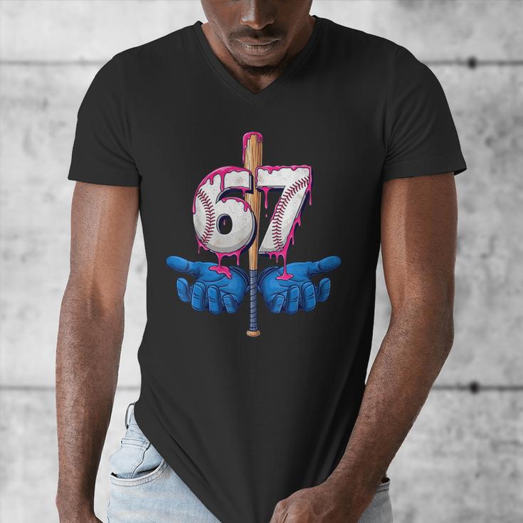 Baseball 67 Six Seven Gen Alpha Meme Drip Men's V-Neck T-Shirt