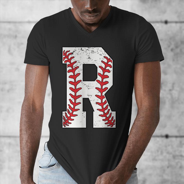 Baseball Alphabet Monogram Initial Letter R Men's V-Neck T-Shirt Baseball Alphabet Monogram Initial Letter R Men's V-Neck T-Shirt