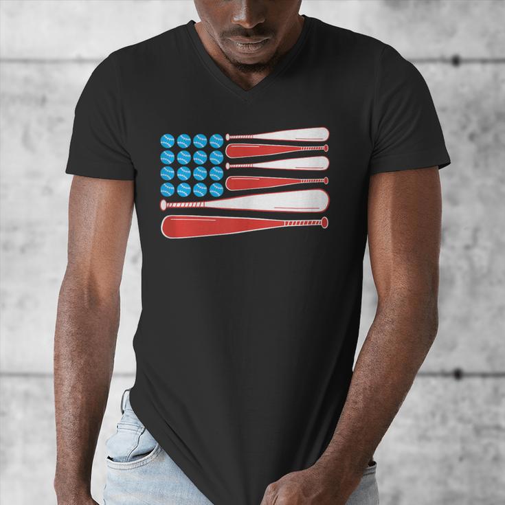 Baseball American Flag Patriotic USA Pride Men's V-Neck T-Shirt