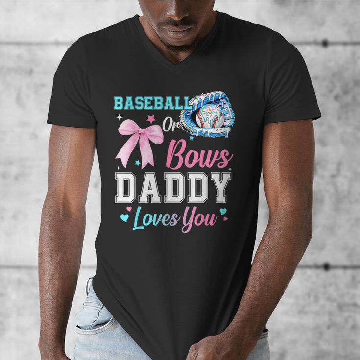 Baseball Or Bows Your Daddy Loves You Gender Reveal Matching Men's V-Neck T-Shirt