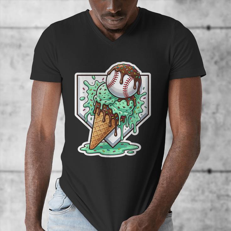 Baseball Boys Ice Cream Drip Baseball Boys Youth Mint Choco Men's V-Neck T-Shirt Baseball Boys Ice Cream Drip Baseball Boys Youth Mint Choco Men's V-Neck T-Shirt