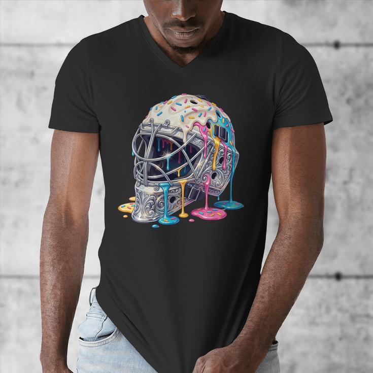 Baseball Catcher Mask Ice Cream Dripping Baseball Boys Men's V-Neck T-Shirt Baseball Catcher Mask Ice Cream Dripping Baseball Boys Men's V-Neck T-Shirt