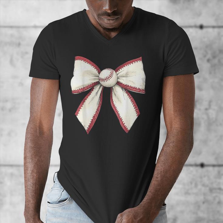 Baseball Coquette Bow Cute Baseball Game Men's V-Neck T-Shirt Baseball Coquette Bow Cute Baseball Game Men's V-Neck T-Shirt