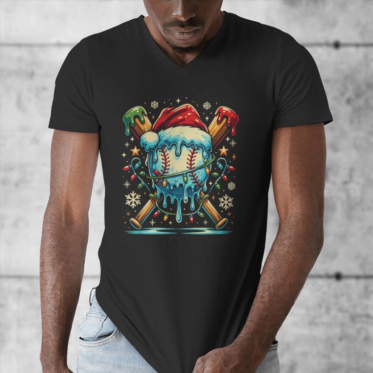 Baseball Drip Boys Youth Santa Christmas Baseball Men's V-Neck T-Shirt Baseball Drip Boys Youth Santa Christmas Baseball Men's V-Neck T-Shirt