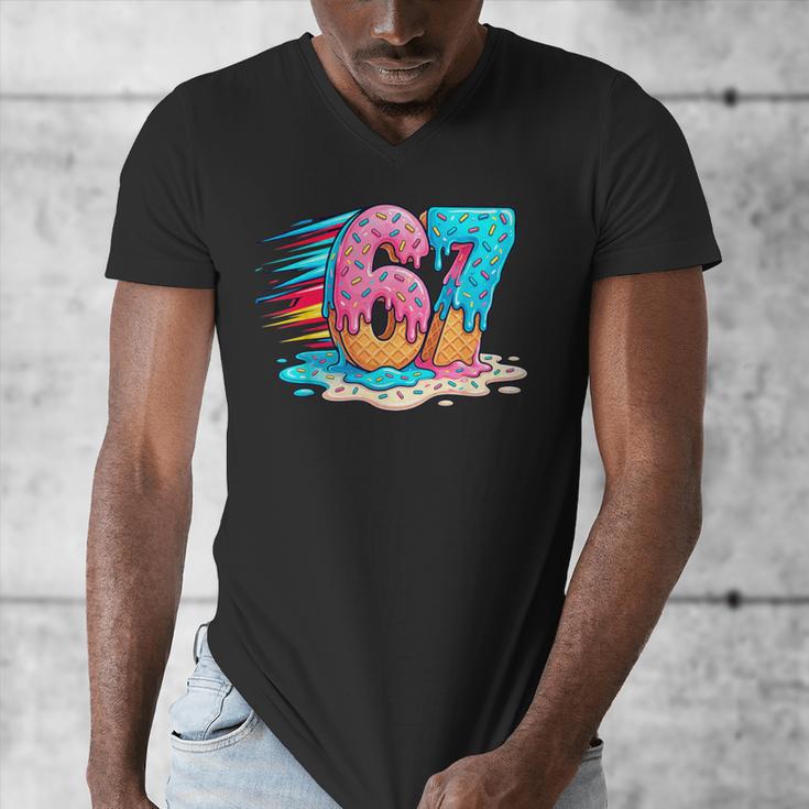 Baseball Drip Ice Cream 67 Graffiti Splash Melt Men's V-Neck T-Shirt