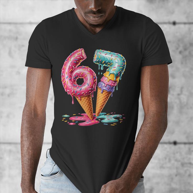 Baseball Drip Ice Cream 67 Men's V-Neck T-Shirt Baseball Drip Ice Cream 67 Men's V-Neck T-Shirt