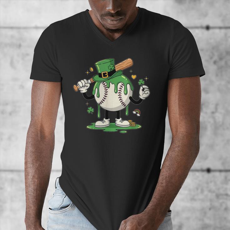 Baseball Drip Ice Cream Boys Kids Shamrock St Patricks Day Men's V-Neck T-Shirt