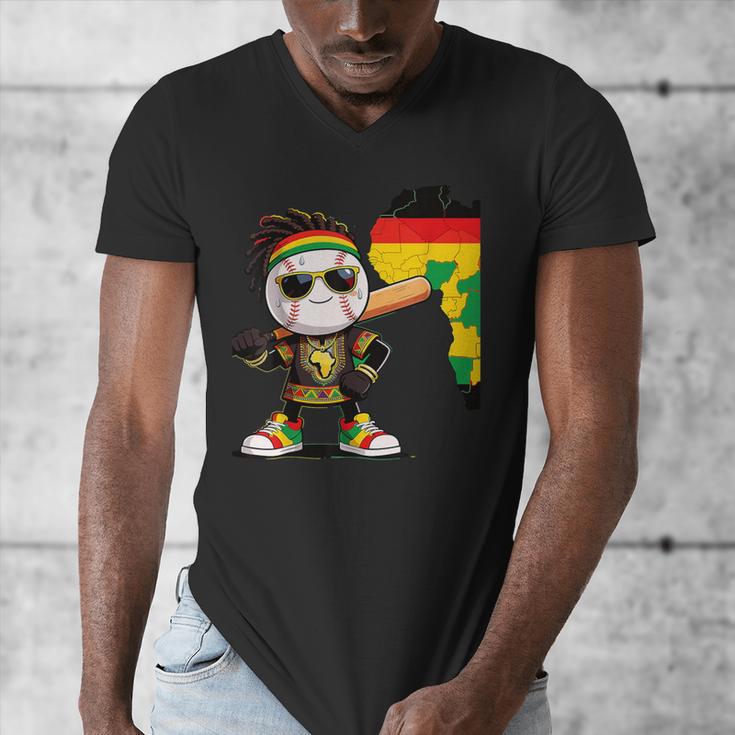 Baseball Drip Ice Cream Boys Youth Kids History Month Men's V-Neck T-Shirt Baseball Drip Ice Cream Boys Youth Kids History Month Men's V-Neck T-Shirt