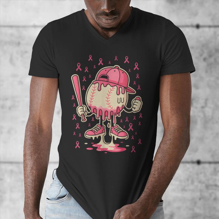 Baseball Drip Ice Cream Breast Cancer Awareness Boys & Girls Men's V-Neck T-Shirt Baseball Drip Ice Cream Breast Cancer Awareness Boys & Girls Men's V-Neck T-Shirt