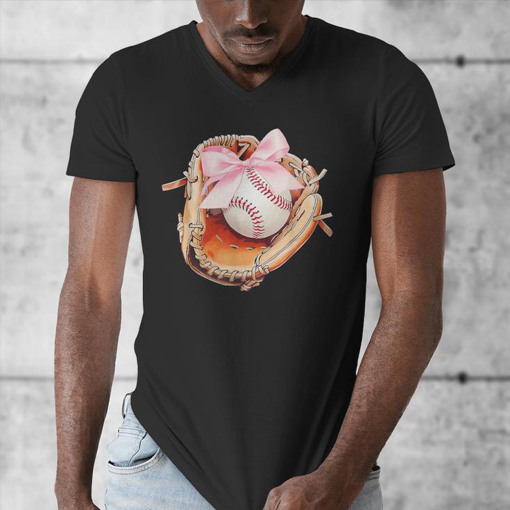 Baseball Drip Ice Cream Coquette Pink Bow Baseball Player Men's V-Neck T-Shirt Baseball Drip Ice Cream Coquette Pink Bow Baseball Player Men's V-Neck T-Shirt