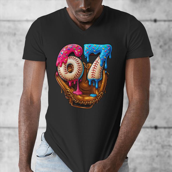 Baseball Drip Ice Cream Number 67 Player Or 67th Birthday Men's V-Neck T-Shirt
