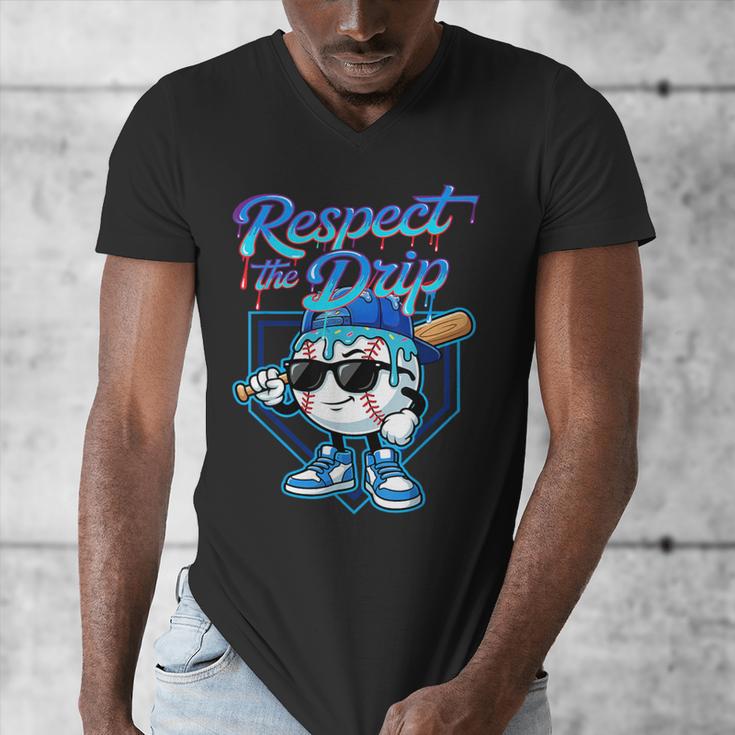 Baseball Drip Ice Cream Respect The Drip Home Plate Boy Kids Men's V-Neck T-Shirt