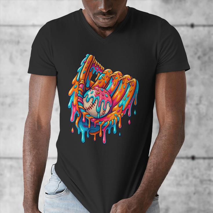 Baseball Drip Ice Cream Sprinkles Baseball Glove For Boys Men's V-Neck T-Shirt Baseball Drip Ice Cream Sprinkles Baseball Glove For Boys Men's V-Neck T-Shirt