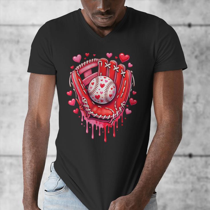Baseball Drip Ice Cream Sprinkles Valentines Day Baseball Men's V-Neck T-Shirt