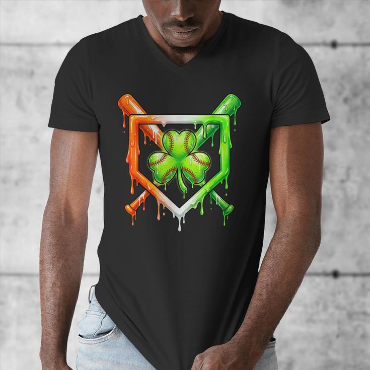 Baseball Drip Ice Cream St Patricks Day Shamrock Men's V-Neck T-Shirt Baseball Drip Ice Cream St Patricks Day Shamrock Men's V-Neck T-Shirt