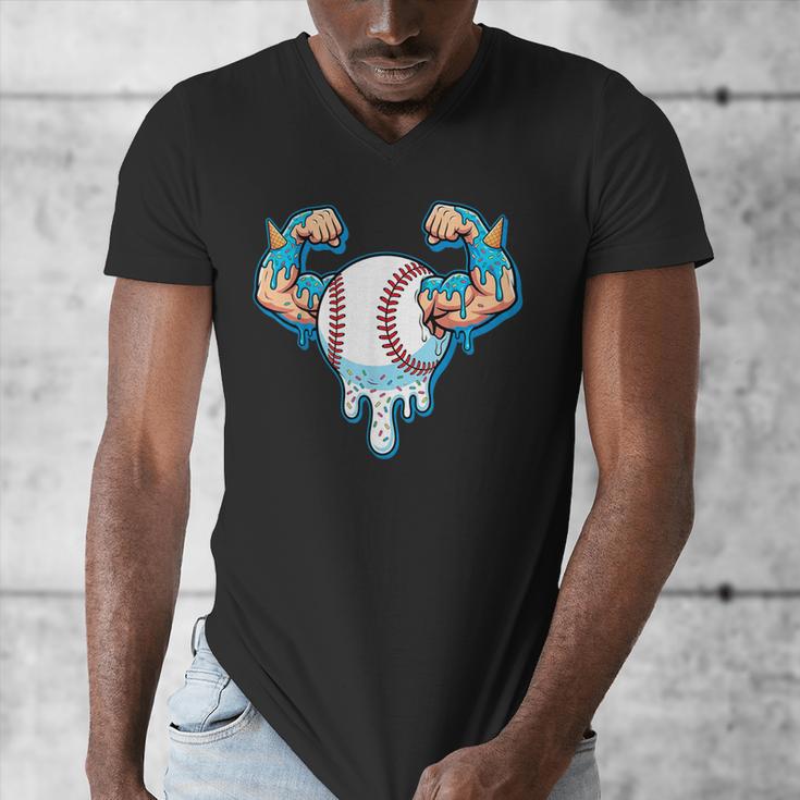 Baseball Drip Ice Cream Strong Character Men's V-Neck T-Shirt Baseball Drip Ice Cream Strong Character Men's V-Neck T-Shirt