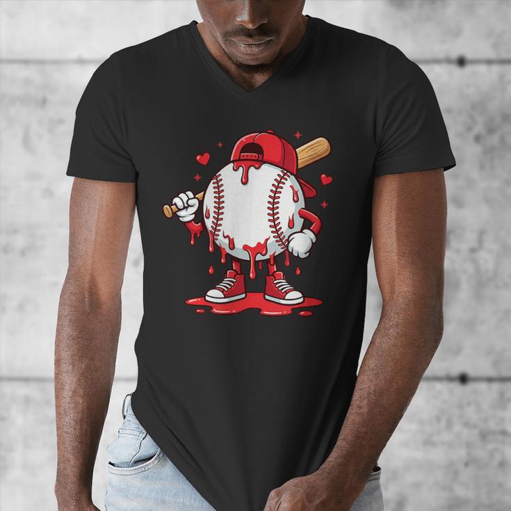 Baseball Drip Icecream Men Boy Valentine Men's V-Neck T-Shirt Baseball Drip Icecream Men Boy Valentine Men's V-Neck T-Shirt