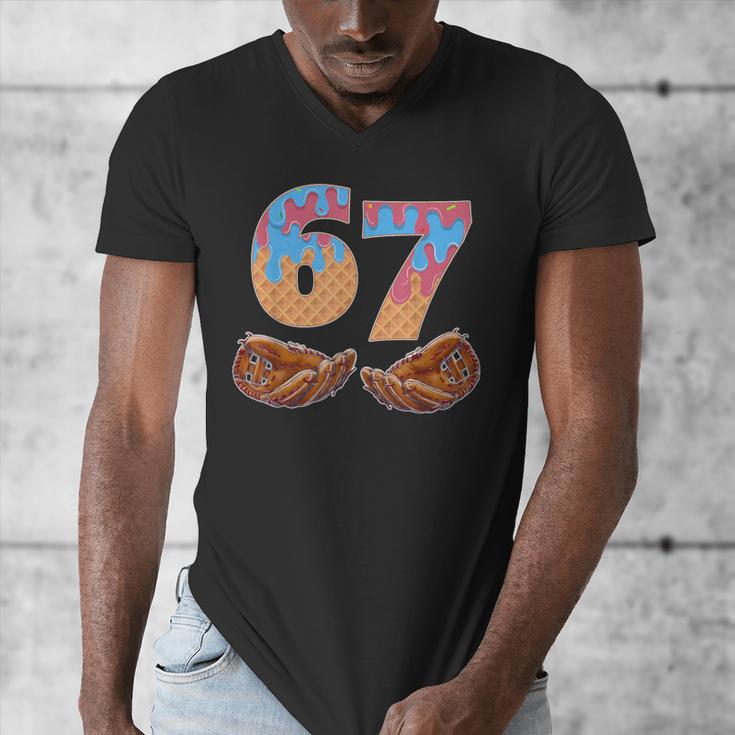 Baseball Drip Number 67 Player Six Seven Meme Men's V-Neck T-Shirt