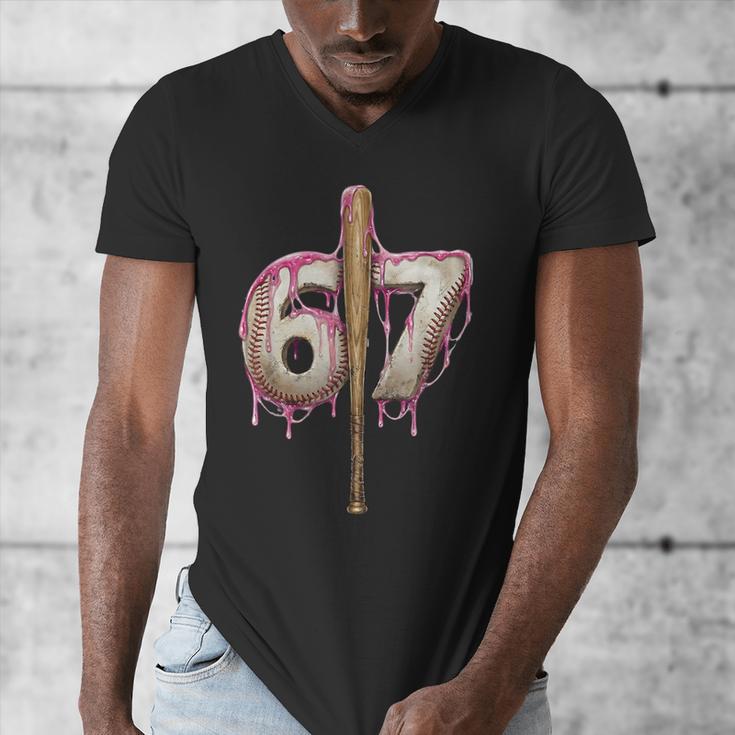 Baseball Drip Number 67 Sports Player Six Seven Meme Fan Men's V-Neck T-Shirt Baseball Drip Number 67 Sports Player Six Seven Meme Fan Men's V-Neck T-Shirt