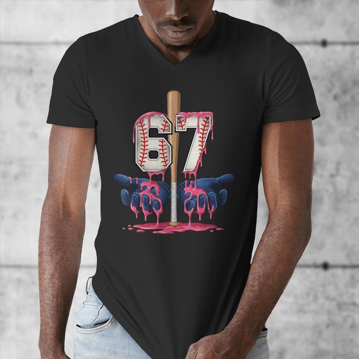 Baseball Drip Shirt Youth Baseball Glove Drip Ice Cream Men's V-Neck T-Shirt