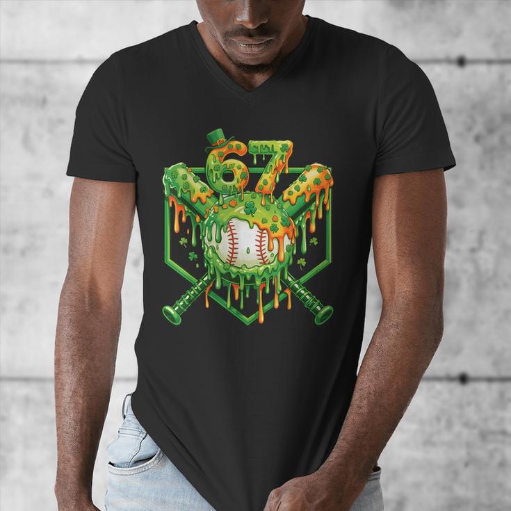 Baseball Drip St Patricks Day Boys Baseball St Patricks Day Men's V-Neck T-Shirt Baseball Drip St Patricks Day Boys Baseball St Patricks Day Men's V-Neck T-Shirt