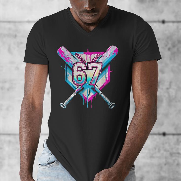 Baseball Dripping 67 Home Plate Six Seven Boy Kids Sports Men's V-Neck T-Shirt Baseball Dripping 67 Home Plate Six Seven Boy Kids Sports Men's V-Neck T-Shirt
