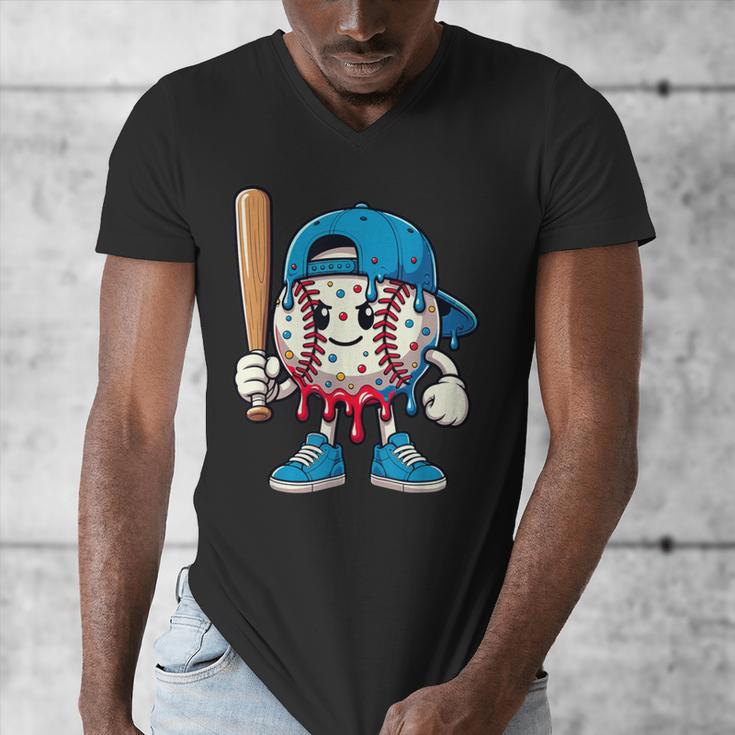 Baseball Drippy Style Apparel For Boys Youth Cool Baseball Men's V-Neck T-Shirt