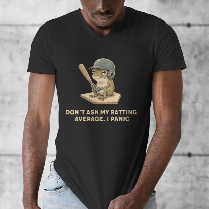 Baseball Frog Saying Batting Retro Artwork Men's V-Neck T-Shirt Baseball Frog Saying Batting Retro Artwork Men's V-Neck T-Shirt
