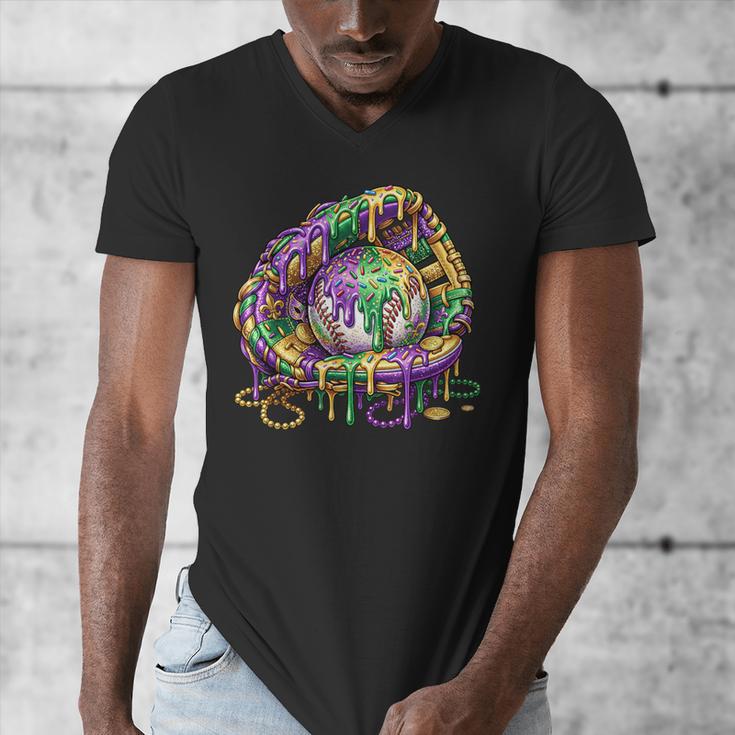 Baseball Glove Ice Cream Mardi Gras Dripping Boys Youth Kids Men's V-Neck T-Shirt Baseball Glove Ice Cream Mardi Gras Dripping Boys Youth Kids Men's V-Neck T-Shirt