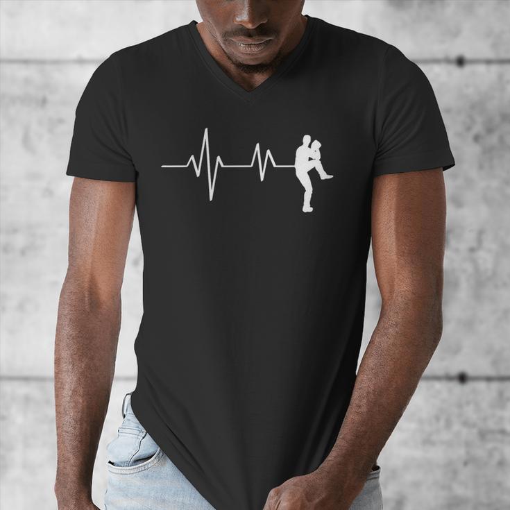 Baseball Heartbeat Pitcher Position Simple Line Art Men's V-Neck T-Shirt