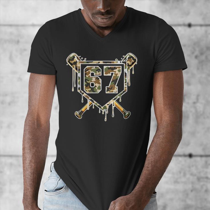 Baseball Ice Cream Drip 67 Camo Six Seven Meme Men's V-Neck T-Shirt Baseball Ice Cream Drip 67 Camo Six Seven Meme Men's V-Neck T-Shirt