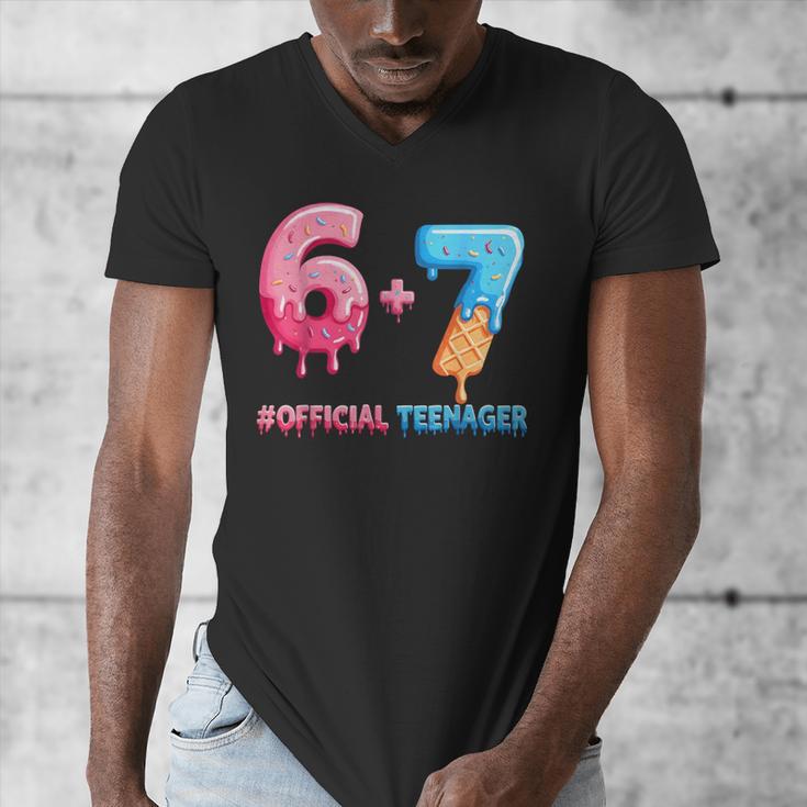Baseball Ice Cream Drip 67 Official Teenager 13th Birthday Men's V-Neck T-Shirt Baseball Ice Cream Drip 67 Official Teenager 13th Birthday Men's V-Neck T-Shirt