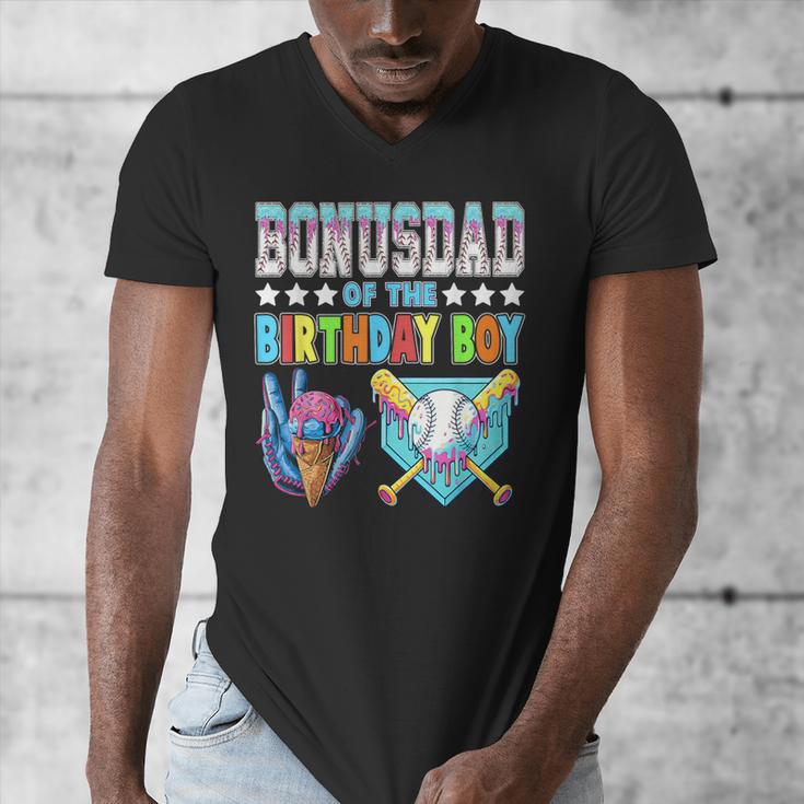Baseball Ice Cream Drip Bonus Dad Of The Birthday Boy Men's V-Neck T-Shirt
