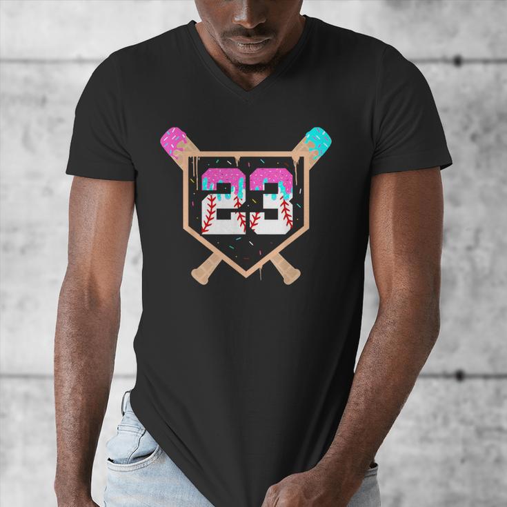 Baseball Ice Cream Drip Number 23 Player 23rd Birthday Men's V-Neck T-Shirt Baseball Ice Cream Drip Number 23 Player 23rd Birthday Men's V-Neck T-Shirt