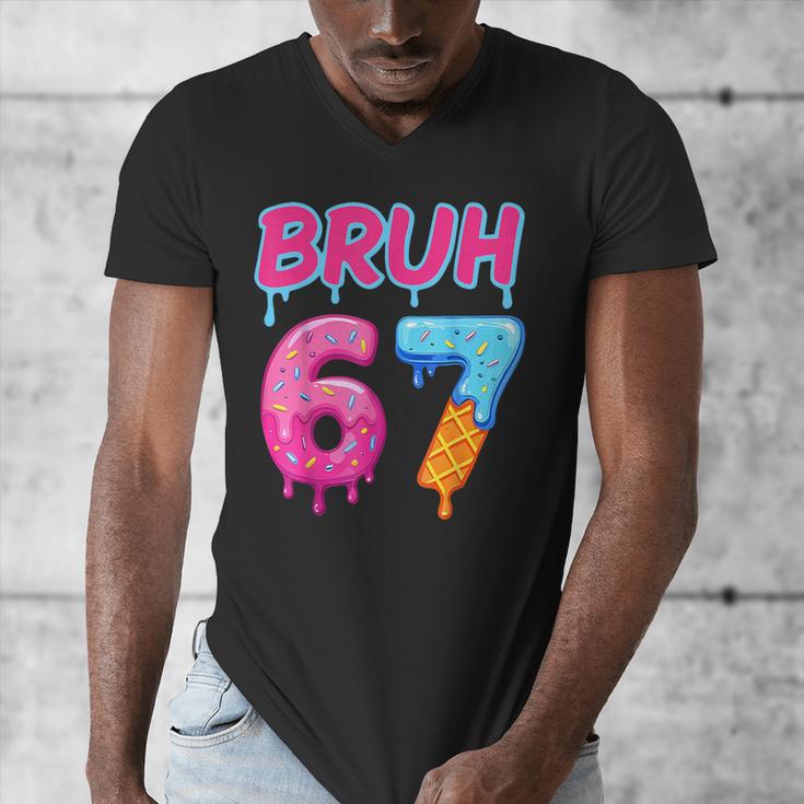 Baseball Ice Cream Drip Number 67 Player Or 67th Birthday Men's V-Neck T-Shirt Baseball Ice Cream Drip Number 67 Player Or 67th Birthday Men's V-Neck T-Shirt