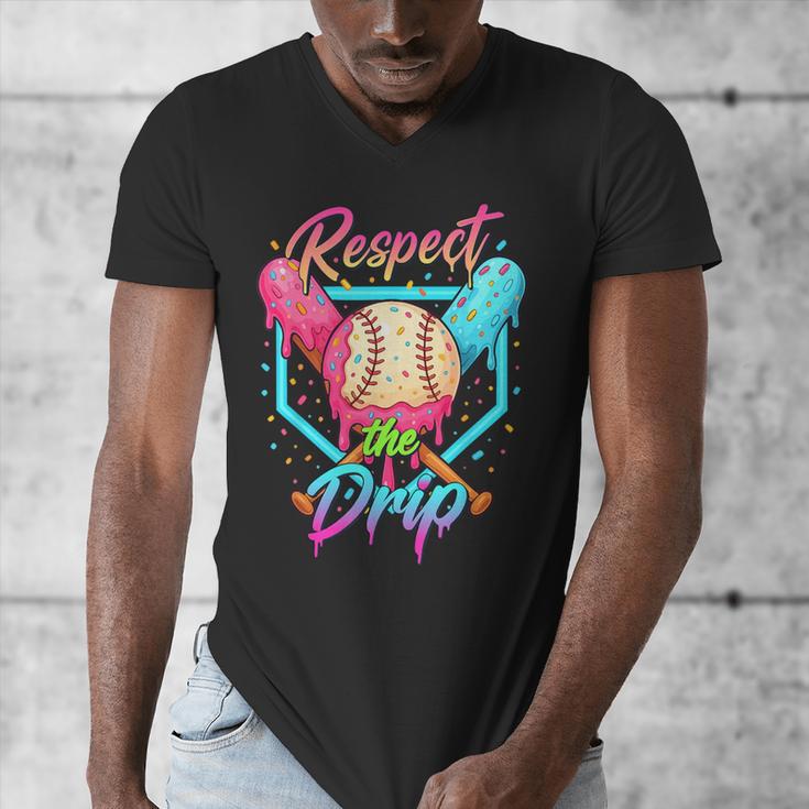 Baseball Ice Cream Drip Number 67 Player 67 Respect The Drip Men's V-Neck T-Shirt Baseball Ice Cream Drip Number 67 Player 67 Respect The Drip Men's V-Neck T-Shirt
