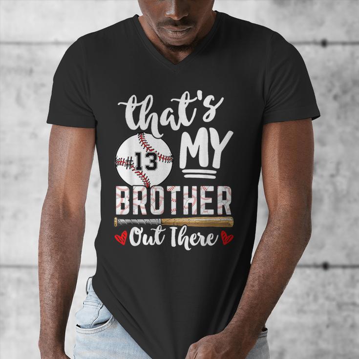 Baseball Jersey Number 13 That's My Brother Out There Men's V-Neck T-Shirt Baseball Jersey Number 13 That's My Brother Out There Men's V-Neck T-Shirt