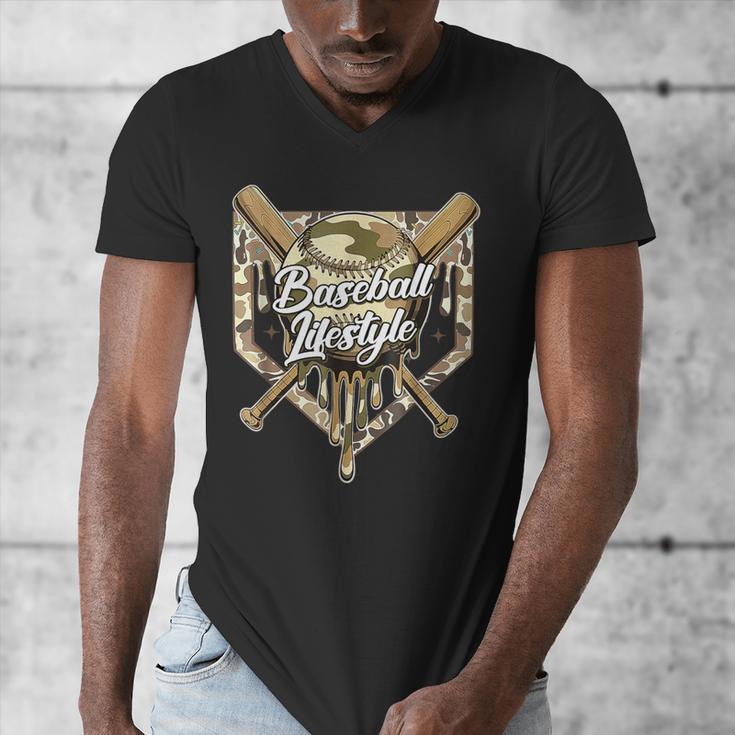 Baseball Life Lifestyle Home Plate Camo Ice Cream Drip Kids Men's V-Neck T-Shirt Baseball Life Lifestyle Home Plate Camo Ice Cream Drip Kids Men's V-Neck T-Shirt