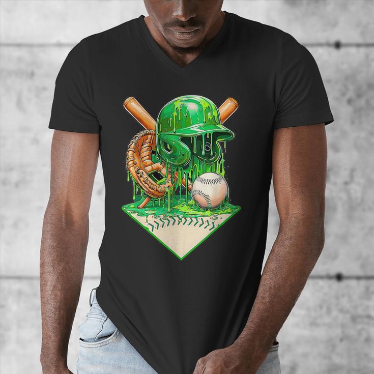 Baseball Life Style Ice Cream Drip Green Men's V-Neck T-Shirt