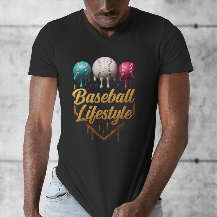 Baseball Lifestyle Drip Men's V-Neck T-Shirt Baseball Lifestyle Drip Men's V-Neck T-Shirt