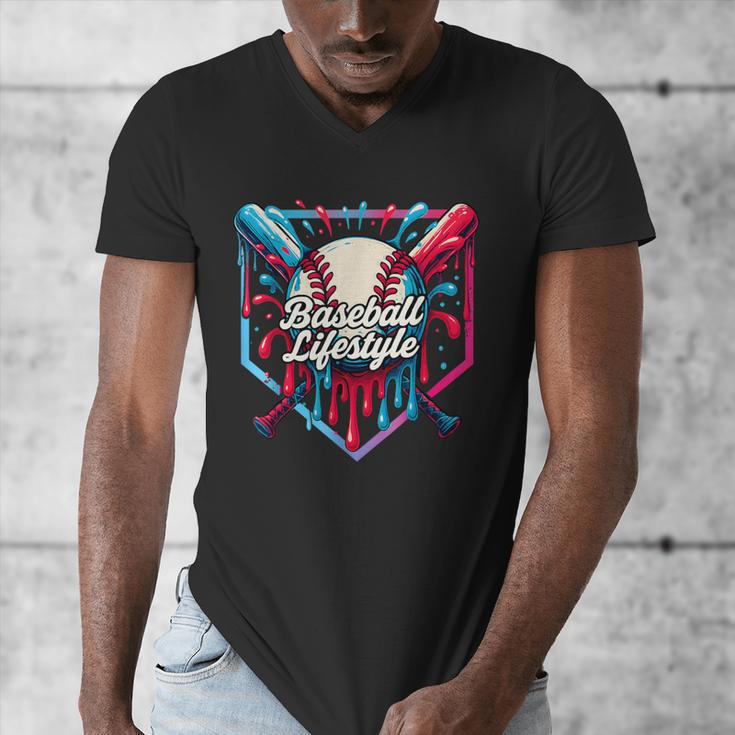 Baseball Lifestyle Shirt Youth Baseball Drip Icecream Boys Men's V-Neck T-Shirt