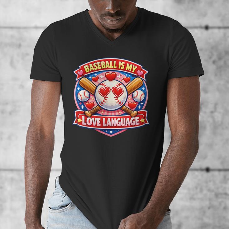 Baseball Is My Love Language Valentine Men's V-Neck T-Shirt
