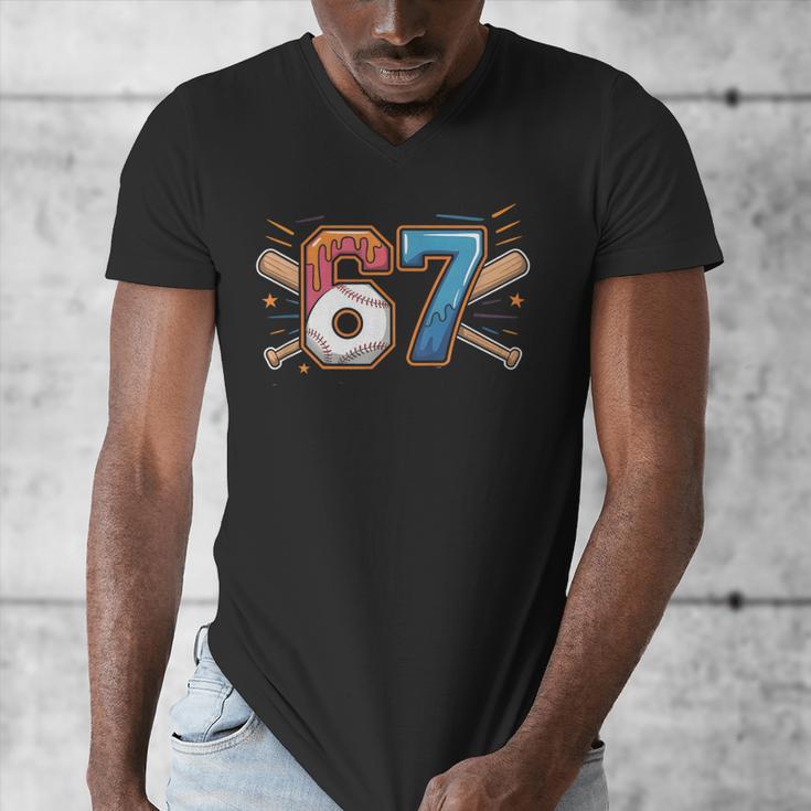 Baseball Lover Drip Number 67 Player 67th Birthday Meme Men's V-Neck T-Shirt Baseball Lover Drip Number 67 Player 67th Birthday Meme Men's V-Neck T-Shirt