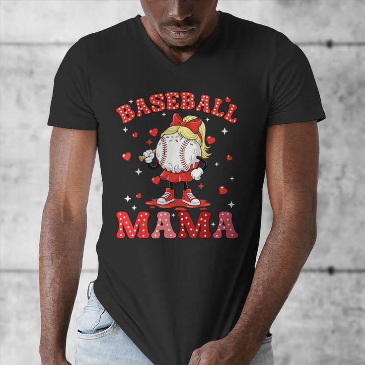 Baseball Mama Sports Mom Baseball Valentine Drip Girls Women Men's V-Neck T-Shirt