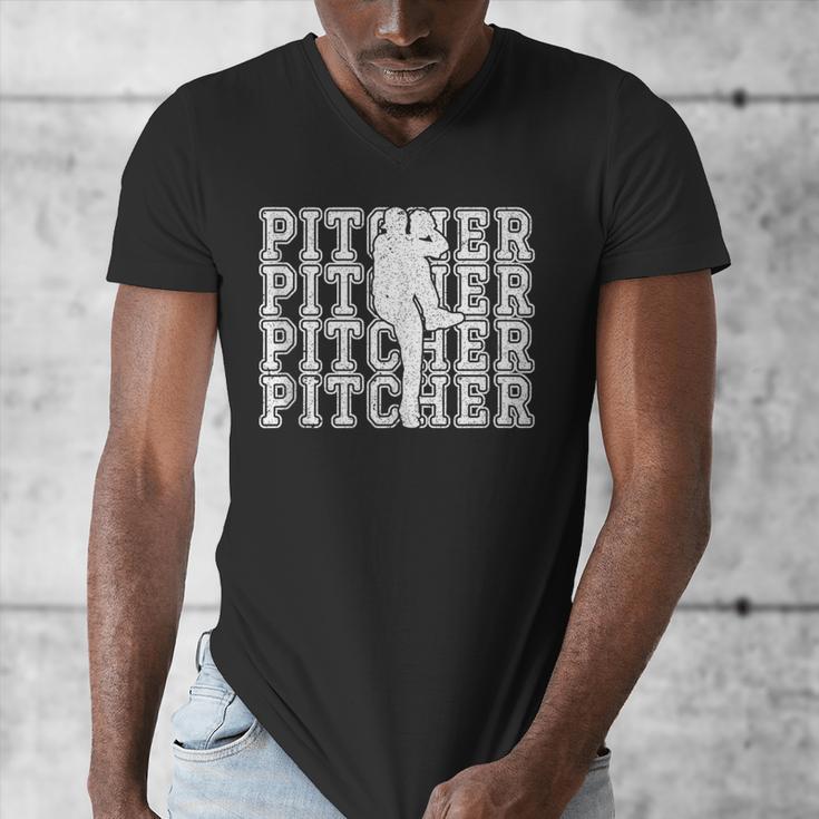 Baseball Pitcher Player Team Sport Lover Family Friends Fans Men's V-Neck T-Shirt Baseball Pitcher Player Team Sport Lover Family Friends Fans Men's V-Neck T-Shirt