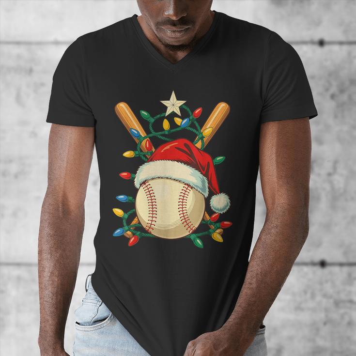 Baseball Santa Christmas Ball Baseball Lover Player Boys Men's V-Neck T-Shirt Baseball Santa Christmas Ball Baseball Lover Player Boys Men's V-Neck T-Shirt