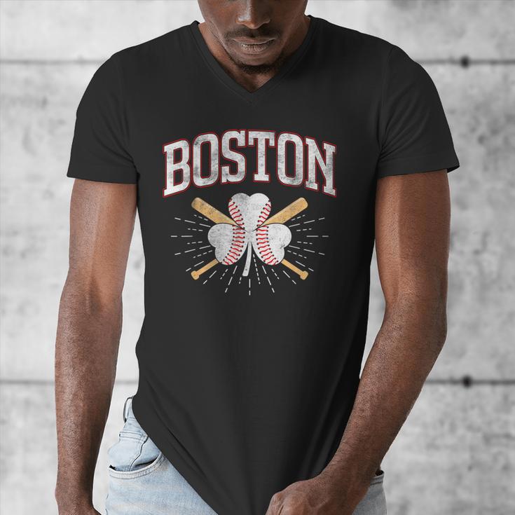 Baseball Shamrock Boston Massachusetts St Patrick’s Day Men's V-Neck T-Shirt