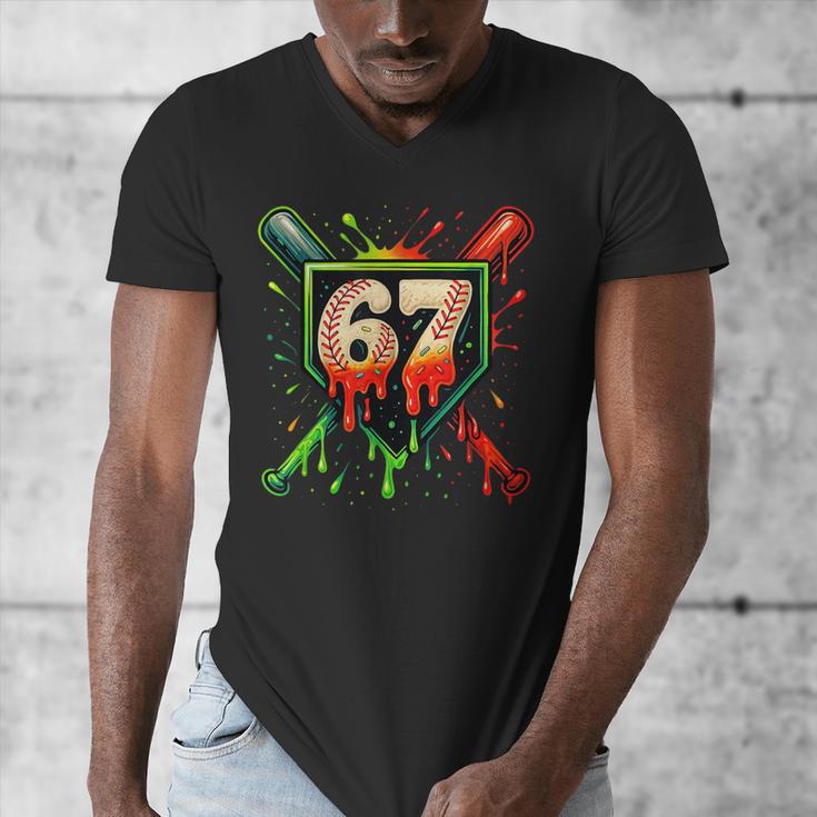 Baseball Six Seven 67 Meme Ice Cream Drip Xmas Men Women Men's V-Neck T-Shirt